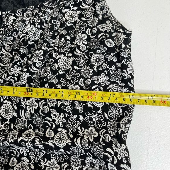 Ann Taylor Loft Black White Floral Keyhole Front Sleeveless Y2K Shift Dress 8 - Picture 11 of 14